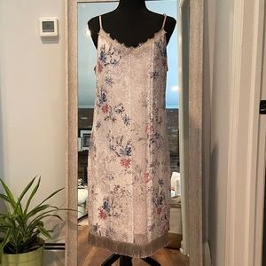 New w/ tags Stunning Floral tulle overlay dress with fringe detailing